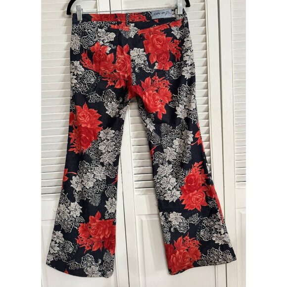 Vintage Womens Y2K Grip Jeans Floral Print Low Rise Sz 28 Bootcut Slim Rare Boho - Picture 3 of 16